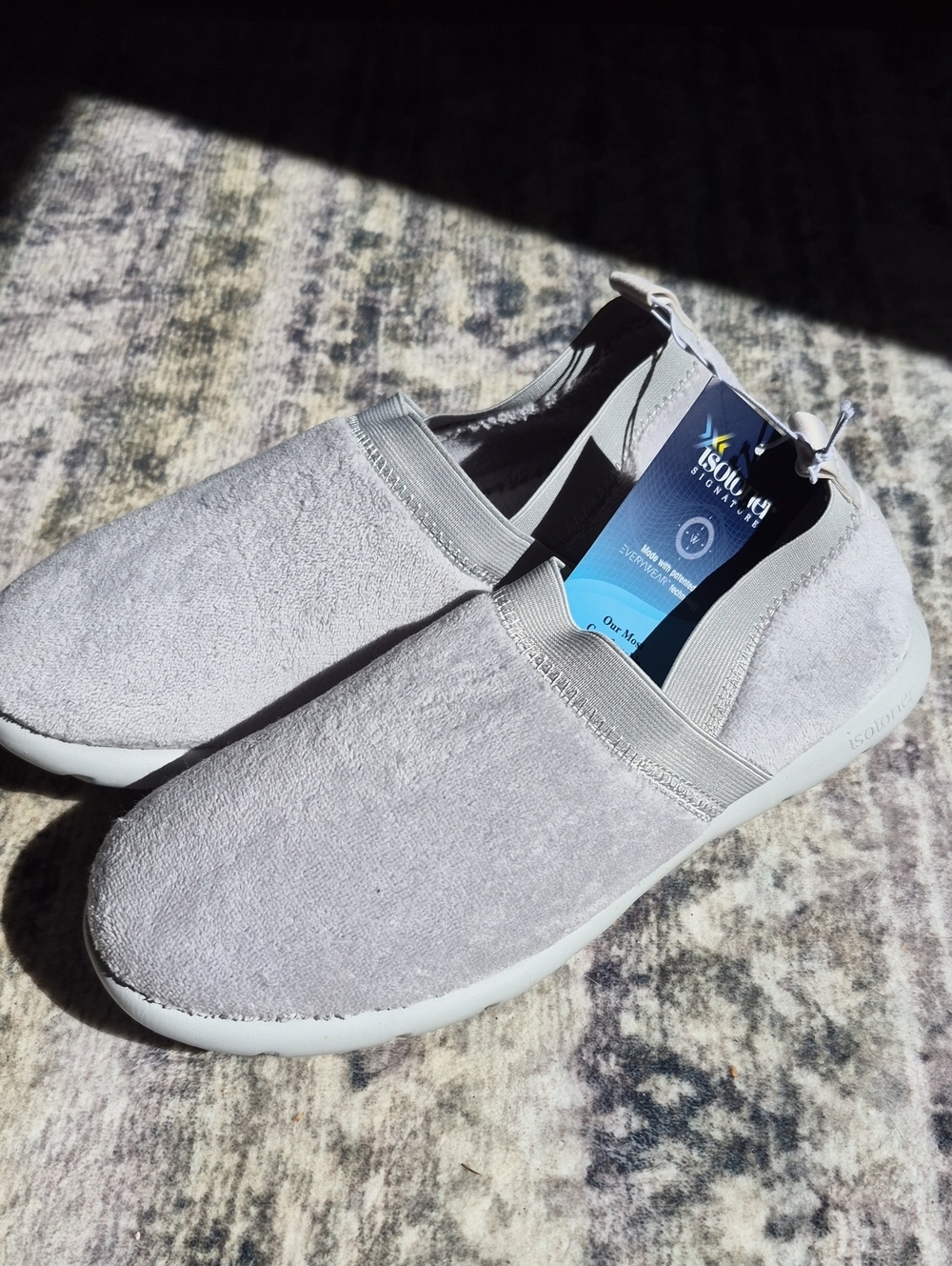 isotoner Women's Light Gray Slip-On Suede-Style Slippers
